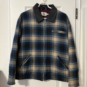 Calvin Klein Blue and Cream Plaid Jacket